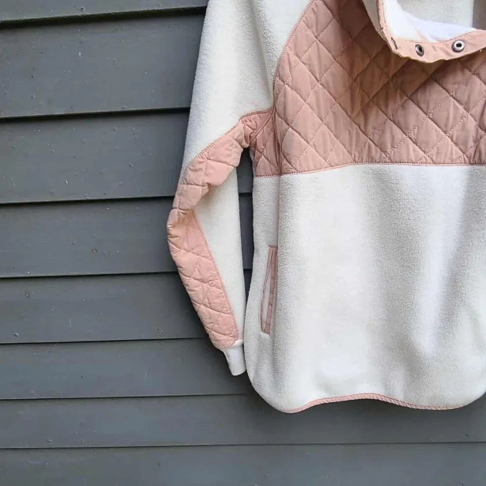 Abercrombie White Nude Pull over Fleece size Medium